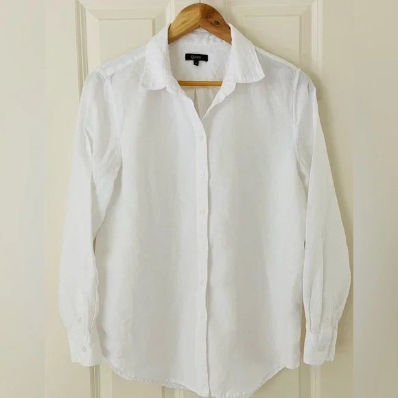 Quince Women's Button Down Shirts - White, Tan, Pink, and Blue - Picture 6 of 9